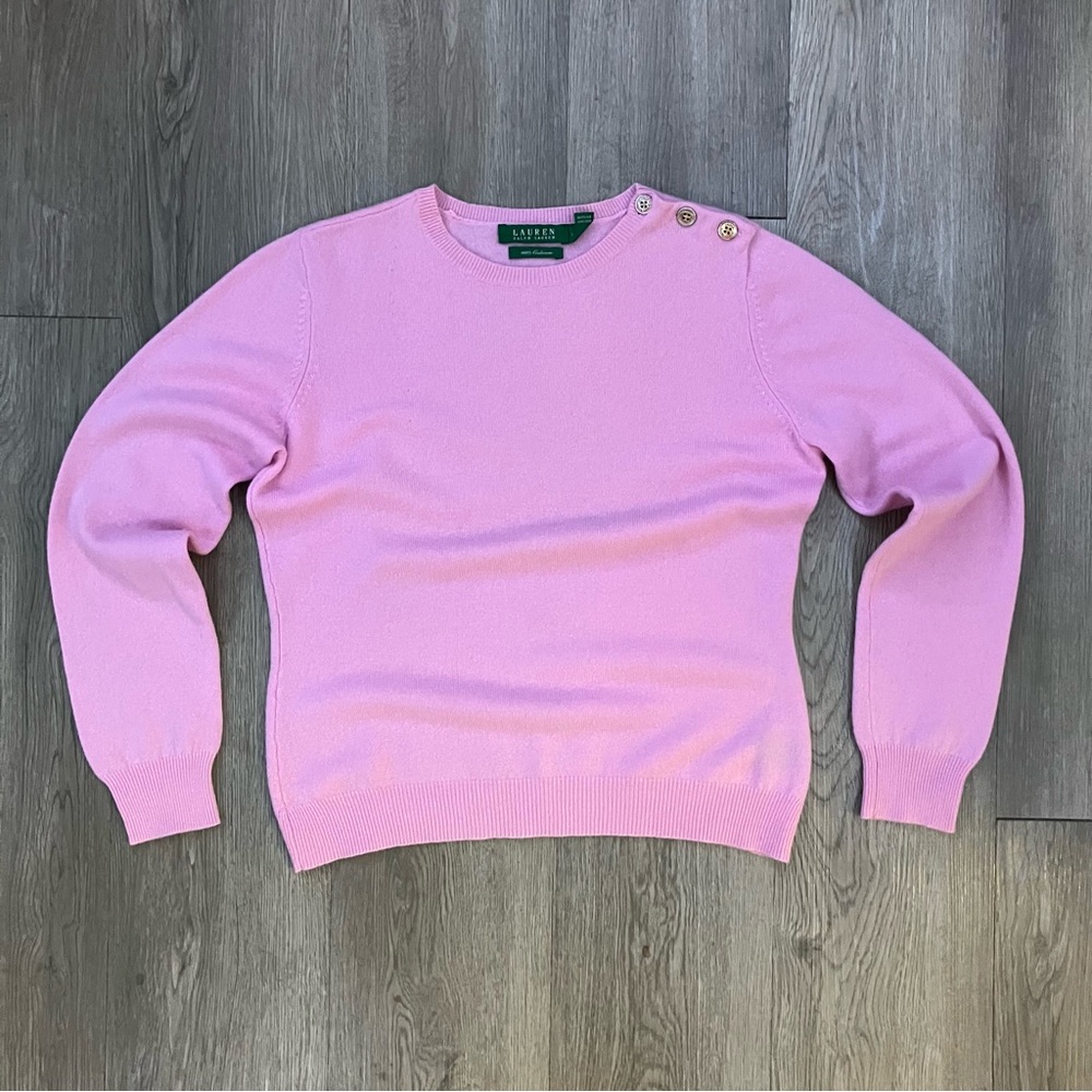 Ralph Lauren Soft Pink 100% Cashmere Sweater